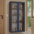 Cristaleira Suspensa 70 Cm 2 Portas De Vidro Rustic-azul Vik Madesa