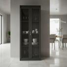 Cristaleira Vertical 2 Portas de Vidro 3 Prateleiras 160,5cmx60cm Cr6004 Preto