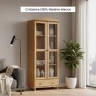Cristaleira Vitrine 2 Portas 1 Gaveta Linha Rubi - Finestra Móveis - Madeira Maciça
