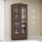 Cristaleira Vitrine Rústica 100% Madeira Maciça 2 Portas 1 Gaveta Linha Rubi