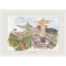 Cristo Redentor Corcovado Rio de Janeiro Arte Aquarela Quadro Decorativo A4