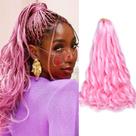 Crochet Hair Vitorish Box Braids rosa French Curl de 16 polegadas