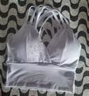 Crooped feminino brilho cor branco tecido suplex
