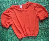 Crooped feminino manga cor laranja tecido dunas