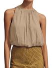 Crop Bubble Top MISSACTIVER Halter para mulheres, cáqui