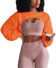 Crop Hoodie Artfish feminino com gola redonda e manga comprida laranja Crop Hoodie Artfish feminino com gola redonda e manga comprida laranja