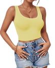 Crop Top AURUZA sin mangas con escote en U, espalda nadadora, amarillo, talla XL