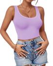 Crop Top AURUZA sin mangas con escote en U y espalda racer en lavanda, talla 2XL Crop Top AURUZA sin mangas con escote en U y espalda racer en lavanda, talla 2XL