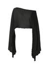 Crop Top BEAUDRM Sheer Y2k Poncho Shrug Feminino Preto
