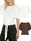 Crop Top Bell Princess Summer para mulheres marrom/branco tamanho S Crop Top Bell Princess Summer para mulheres marrom/branco tamanho S