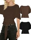 Crop Top Bell Princess Summer para mulheres marrom/preto tamanho S