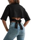 Crop Top Motrend feminino Y2K, costas abertas, preto, algodão, tamanho M Crop Top Motrend feminino Y2K, costas abertas, preto, algodão, tamanho M