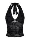 Crop Top Verdusa Y2k Gothic Goth Halter Mesh Puro Preto