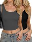 Crop Tops AURUZA sin mangas con espalda racer 2-pack L Negro+Gris Crop Tops AURUZA sin mangas con espalda racer 2-pack L Negro+Gris