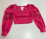 Croped plusize bordado e tule rosa Croped plusize bordado e tule rosa