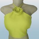 Cropped alfaiataria feminino com flor top faixa blusinha blusa