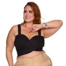 Cropped Alfaiataria Transpassado Bengaline Plus Size