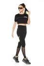 Cropped Ampla com Estampa e Recortes Neon Preto