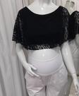 Cropped Babado E Renda Gestante PRETO