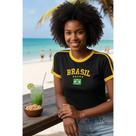 Cropped Bandeira Do Brasil Bordado Feminino retrô - Sem Estado