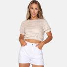 Cropped Básico Tecido Listrado