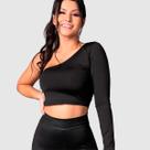 Cropped Blusa Blusinha Um Ombro Manga Longa Mula Manca