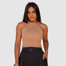 Cropped Blusa Cavado Tricot Modal Top Botão Moda Social