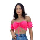 Cropped Blusa Ciganinha Manga Curta Bojo Suplex Moda Verão