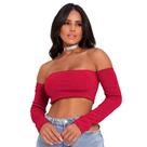 Cropped Blusa Ciganinha Ombro A Ombro Manga Longa Blogueira