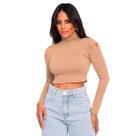 Cropped Blusa Feminina Cacharrel Gola Alta Manga Longa