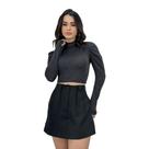 Cropped Blusa Manga Longa Bufante Lurex Brilho Moda Festa