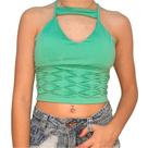 Cropped Blusa Moda Feminina Regata Malha Alça Decote