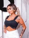 Cropped Blusinha Alça Decotado Top verão Poliamida