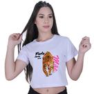 Cropped Blusinha Manga Curta Algodão Estampado Presente Dia das Mães