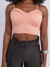 Cropped Blusinha Regata Decote Neoprene Retro Moda Verão Top