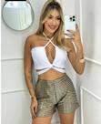 Cropped Branco Poliamida Cidar com Decote Tam