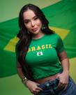 Cropped Brasil Feminino Suplex Manga Curta Bandeira Bordada Brilho Brasil Core Copa Tendência Cropped Brasil Feminino Suplex Manga Curta Bandeira Bordada Brilho Brasil Core Copa Tendência