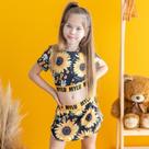 Cropped c/ short/ saia est. girassol