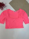 Cropped Canelado Juvenil/Adulto Rosa Neon Ralu Modas Ref. 3440