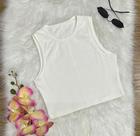 Cropped canelado Tamanho único Branco