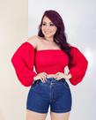 Cropped ciganinha manga longa/ vermelho