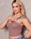 Cropped Com Bojo Xadrez Alças Finas -