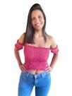 Cropped Com Manga Ciganinha Em Lastex Blusa Feminina SB Cropped Com Manga Ciganinha Em Lastex Blusa Feminina SB