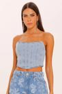 Cropped Corselet Jeans Azul Gatabakana