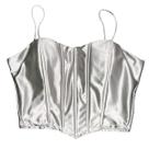 Cropped Corset Alça de Strass com brilho acetinado Com Bojo/barbatanas cropped estiloso feminino Cropped Corset Alça de Strass com brilho acetinado Com Bojo/barbatanas cropped estiloso feminino