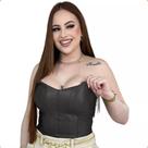Cropped Corset Corselet Bico e Bojo Cirre Top Brilho Cropt