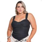 Cropped Corset de Alça Corpete Modelador Com Decote Meia Taça Plus Size