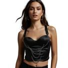 Cropped Corset Martinica Feminino Com Bojo Cyberpunk Espartilho Tendência Blogueira