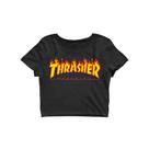 Cropped Croped Trasher Thr Preto Moda Blogueira Aesthetic Feminino
