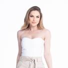 Cropped de Couro Sem Alça Branco